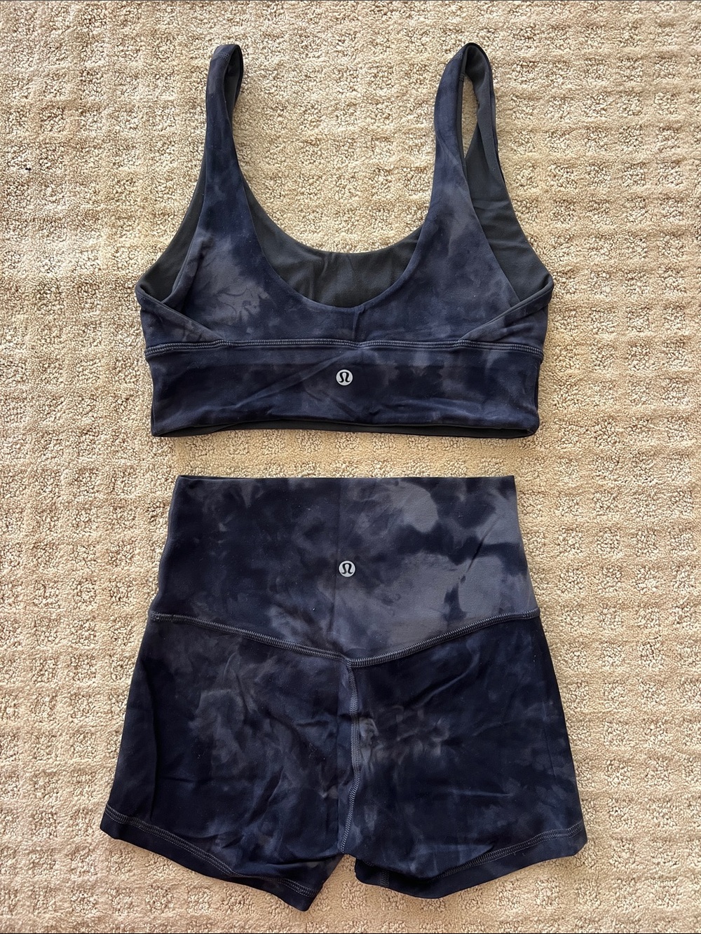lululemon athletica Black Tie-Dye Sports Bra & High-Waist Shorts Set